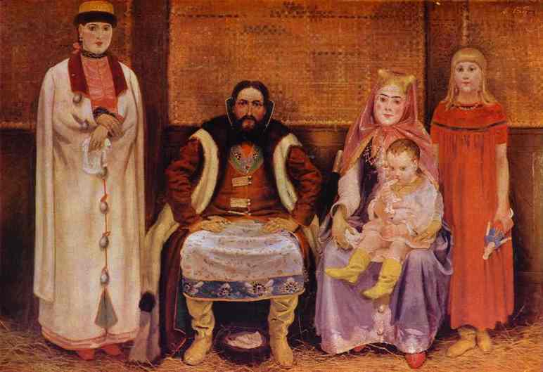Oil painting:A Merchant Family in the XVII century. 1896