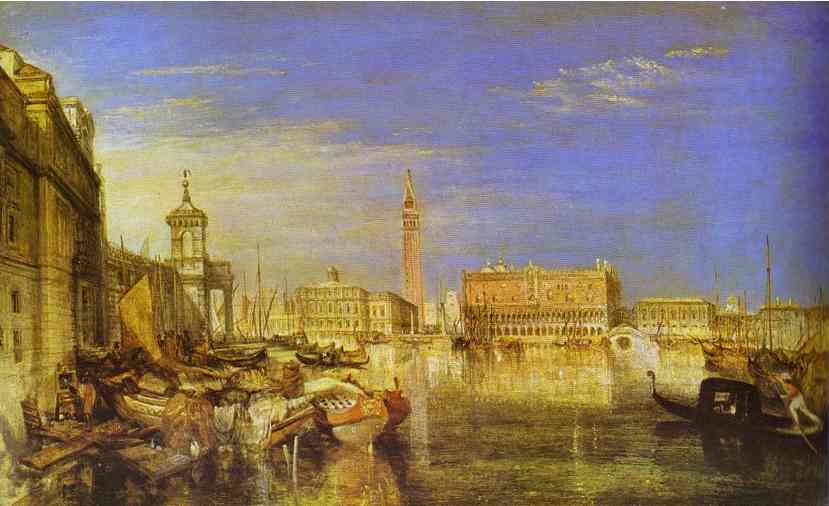 Oil painting:Bridge of Signs, Ducal Palace and Custom-House, Venice: Canaletti Painting. 1833