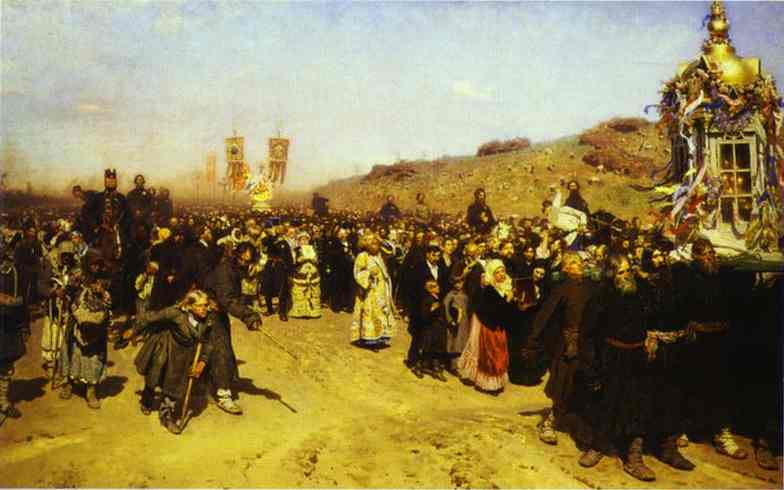 Oil painting:Krestny Khod (Religious Procession) in Kursk Gubernia. 1880-1883