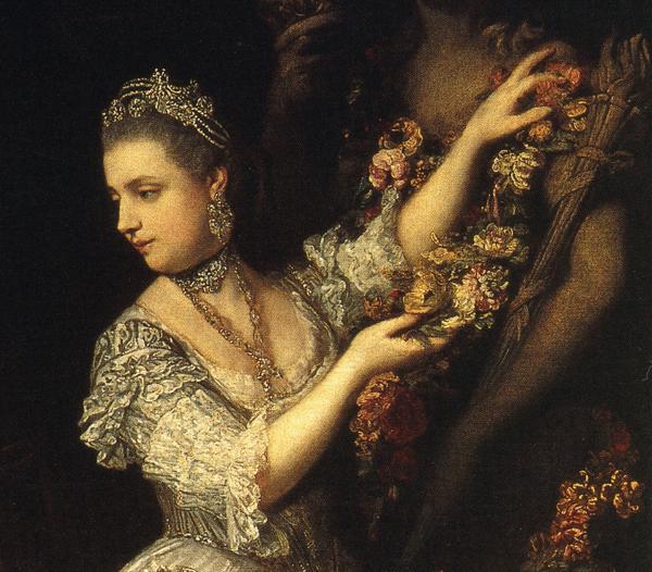 Oil painting:Lady Elizabeth Keppel. Detail. 1761