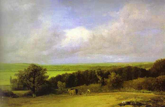 Oil painting:Landscape: Ploughing Scene in Suffolk (A Summerland). 1814