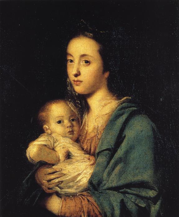 Oil painting:Mrs Joseph Martin and Her Son. 1760