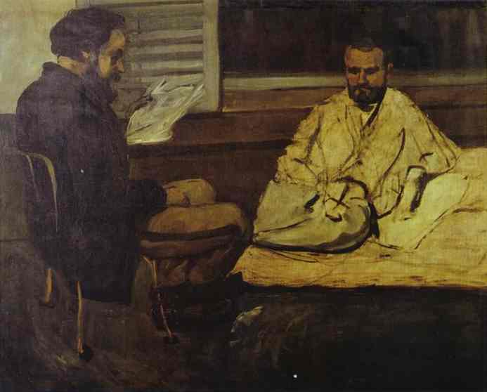 Oil painting:Paul Alexis Reading to Emile Zola. c. 1869