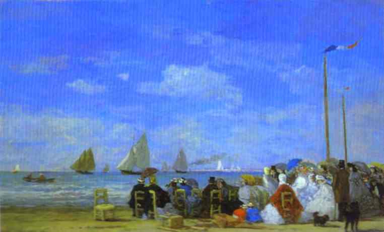 Oil painting:Beach Scene, Trouville. 1863