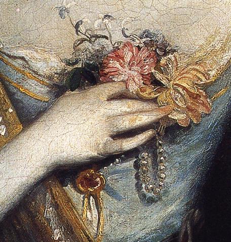 Oil painting:Anne Dashwood. Detail. 1764