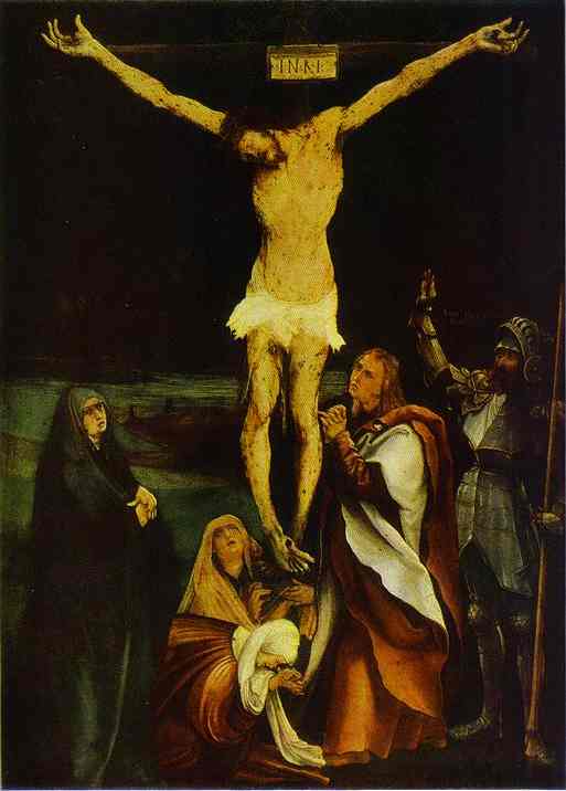 Oil painting:Crucifixion. c.1510