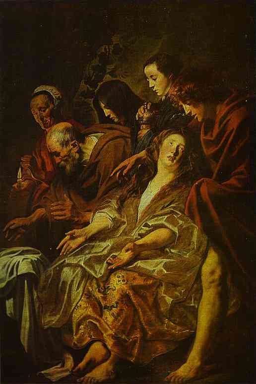 Oil painting:Holy Women at the Sepulchre. An early picture of the artist.