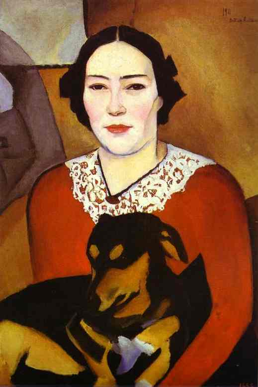 Oil painting:Lady with a Dog. Portrait of Esther Schwartzmann. 1911