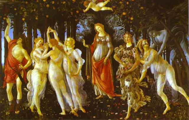 Oil painting:Primavera. c.1482
