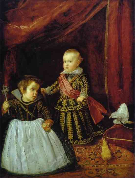 Oil painting:Prince Baltasar Carlos with a Dwarf. 1631