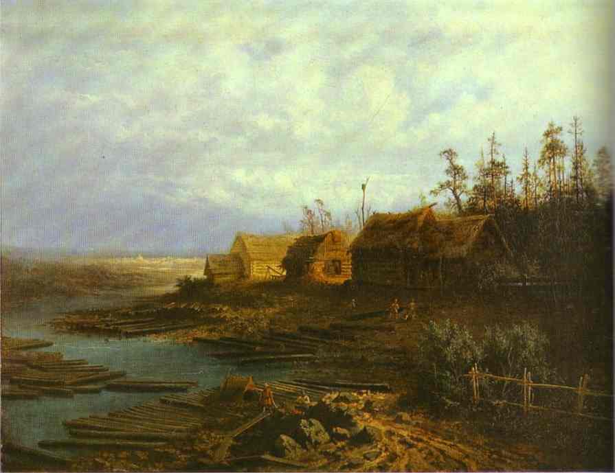 Oil painting:Rafts. 1868