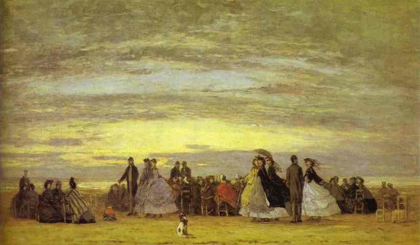 Oil painting:The Beach at Villerville. 1864