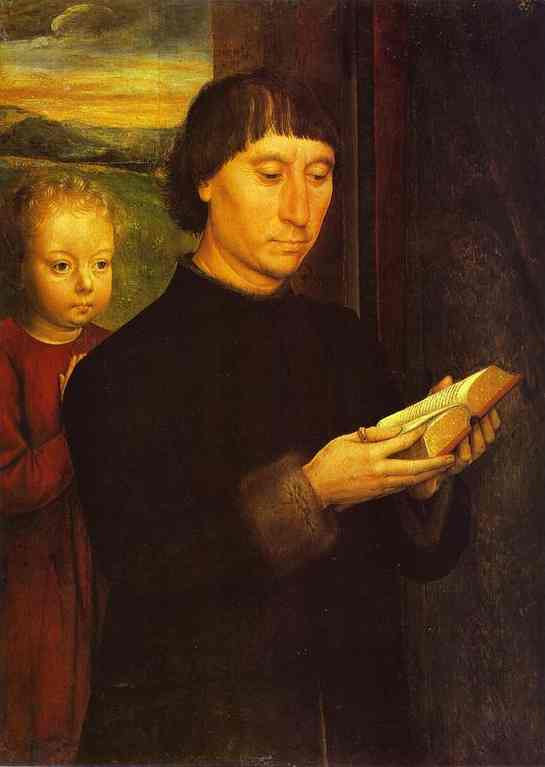 Oil painting:Portrait of a Reading Man. c. 1485