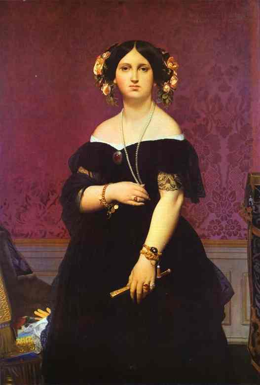 Oil painting:Portrait of Madame Moitessier Standing. 1851