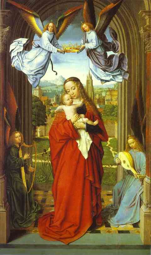 Oil painting:Virgin and Child with Four Angels. ca. 1505