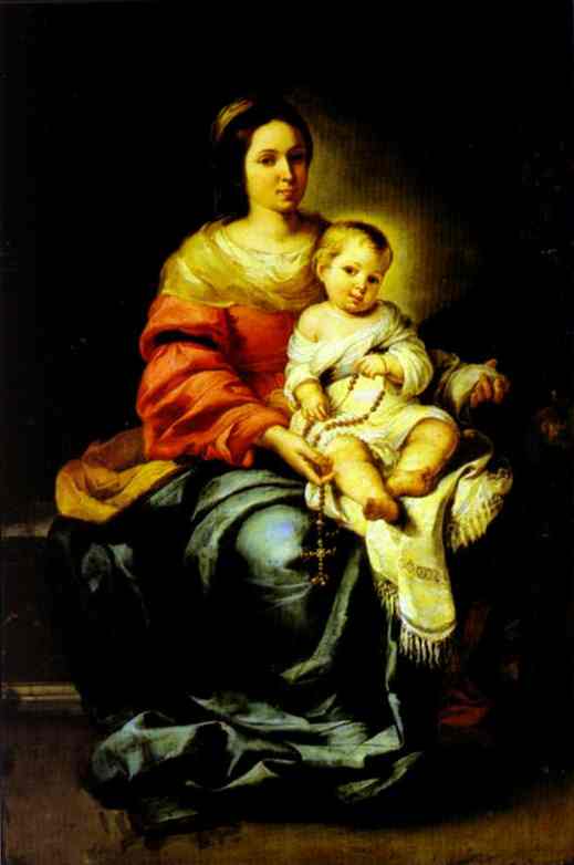 Oil painting:Madonna of the Rosary. Oil on canvas. Palazzo Pitti, Galleria Palatina, Florence,
