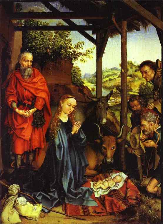Oil painting:Adoration of the Shepherds. c. 1480
