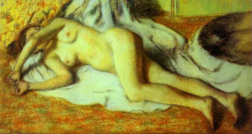 Oil painting:Bather Streched Out on the Floor. 1886