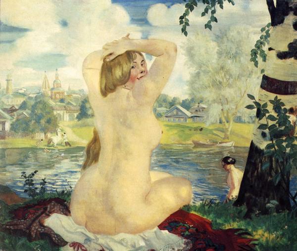 Oil painting: Bathing. 1921