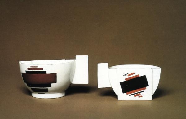 Oil painting:Cups Suprematism. Porcelain.