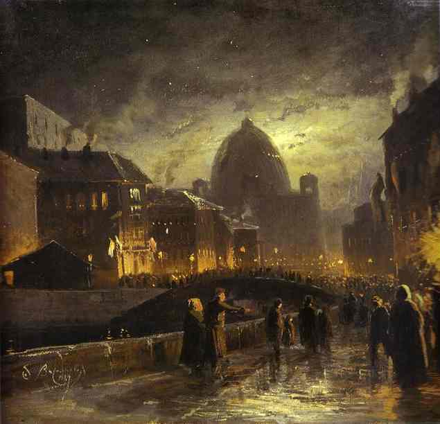 Oil painting:Illumination in St. Petersburg. 1869