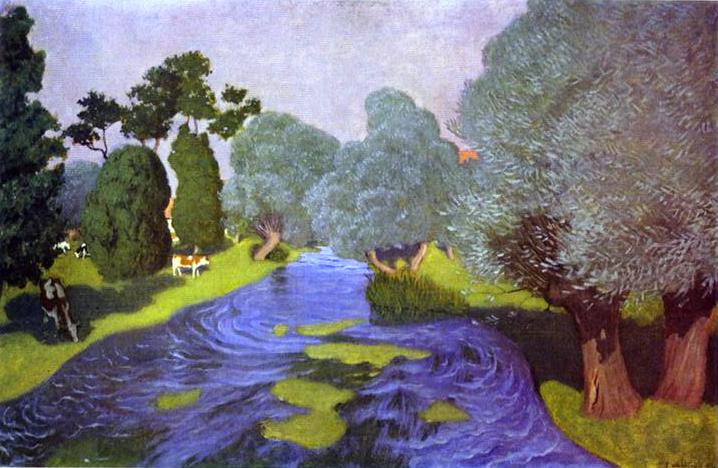 Oil painting:Landscape in Normandy. Arques-la-Bataille. 1903