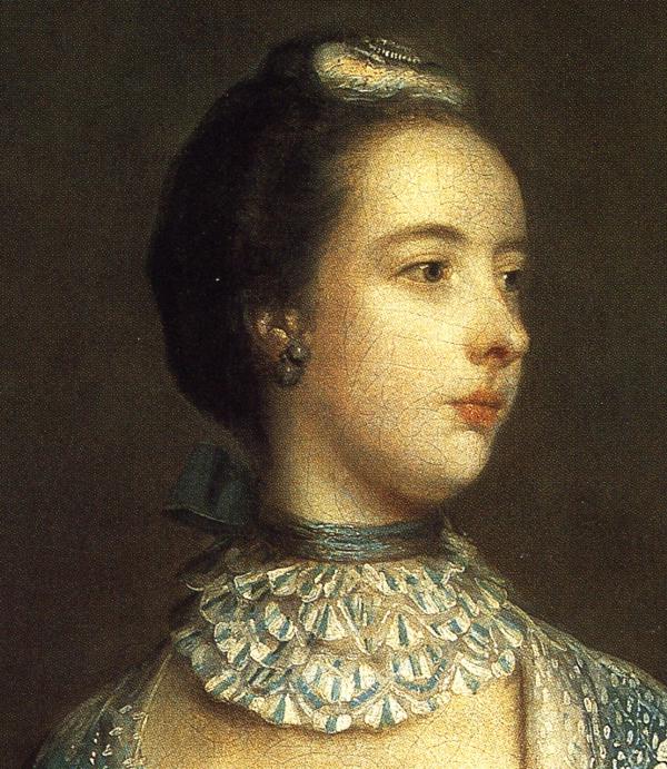 Oil painting:Mrs Francis Beckford. Detail. 1756