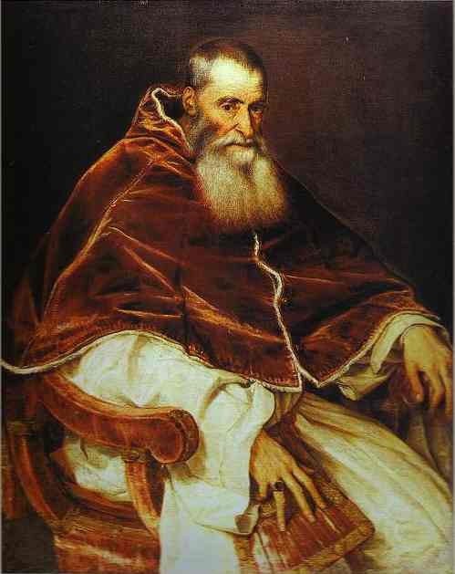 Oil painting:Portrait of Pope Paul III without a Cap. 1543