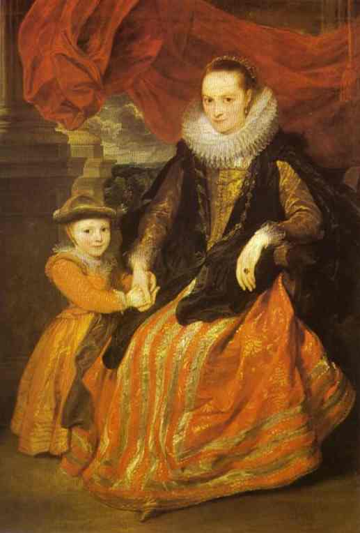 Oil painting:Portrait of Susanna Fourment and Her Daughter. 1620