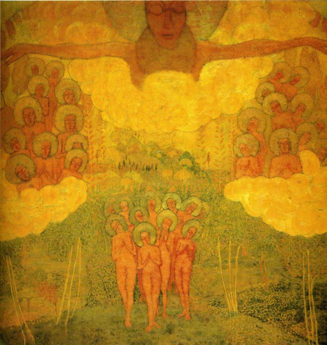 Oil painting:Sketch for fresco. Triumph of the Skies (?). 1907