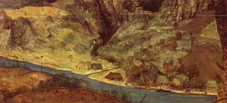 Oil painting:The Return of the Herd (November). Detail. 1565