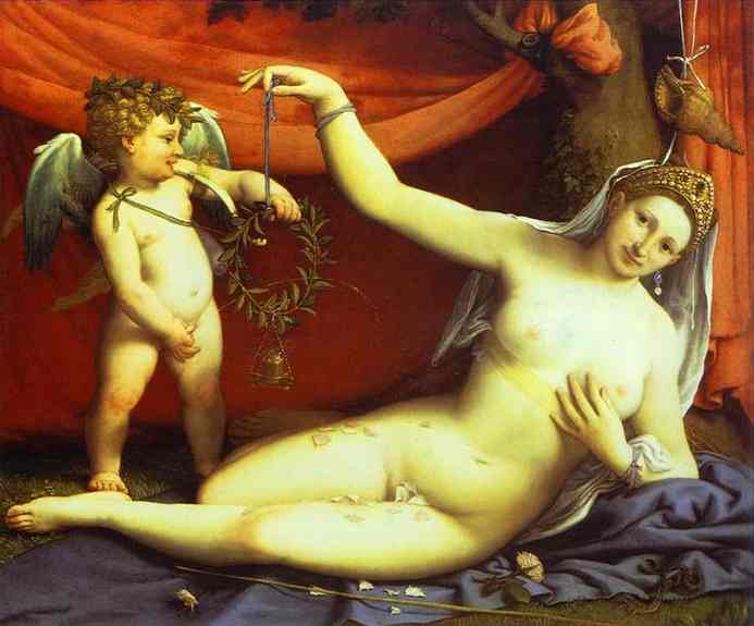 Oil painting:Venus and Cupid.