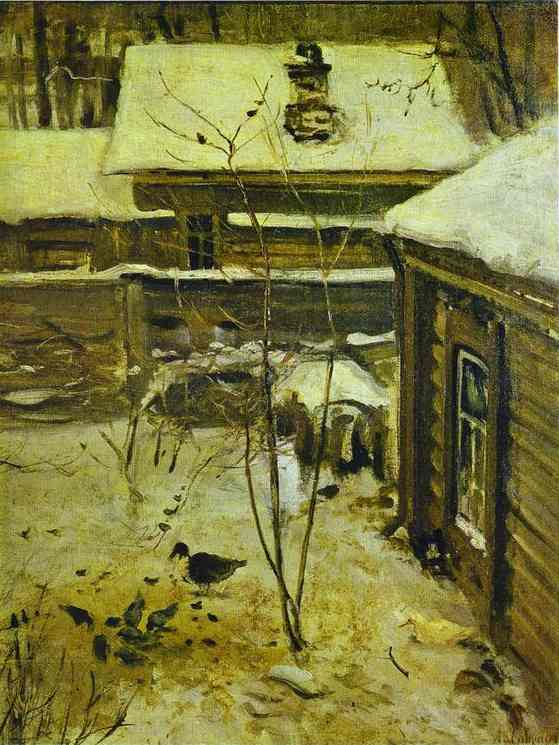 Oil painting:Yard. Winter. 1870