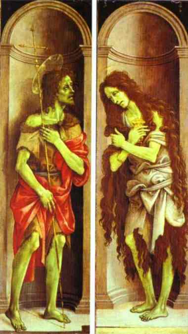 Oil painting:St. John the Baptist. Mary Magdalene. c.1500