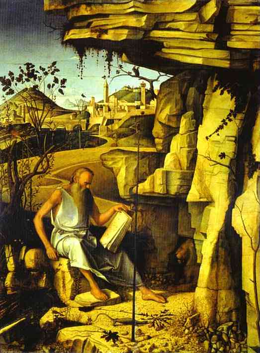 Oil painting:St. Jerome in the Desert. c. 1480
