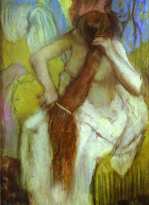 Oil painting:Woman Combing Her Hair. c.1897