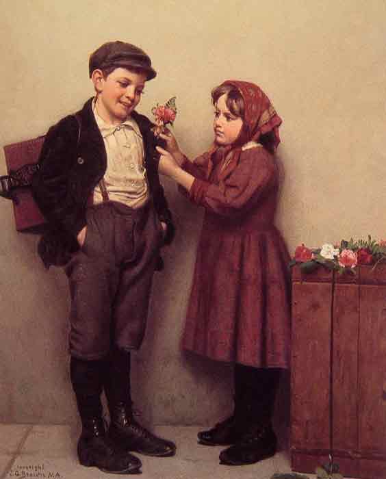 Oil painting for sale:The Button Hole Posy, c.1894