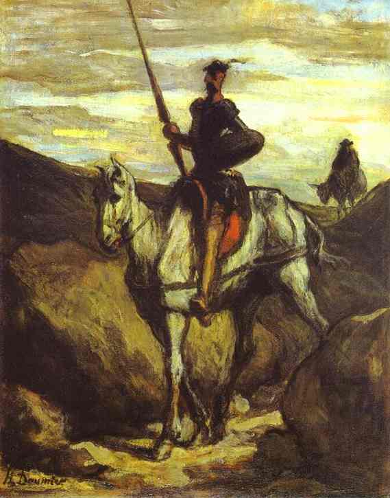Oil painting:Don Quixote and Sancho Pansa. c. 1849