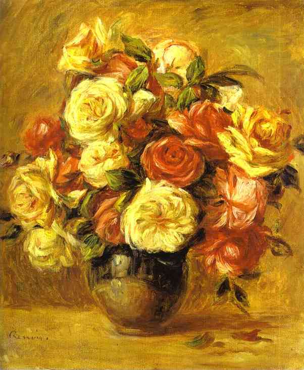 Oil painting:Bouquet of Roses (Bouquet de roses). c. 1909