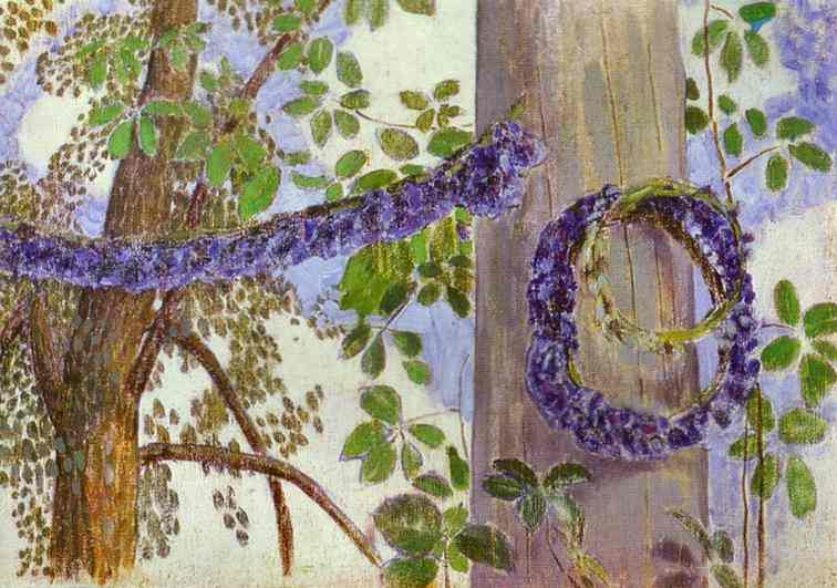 Oil painting:Garlands of Cornflowers. Study. 1905