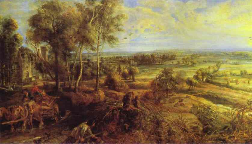 Oil painting:Landscape with the Chateau Steen. 1636