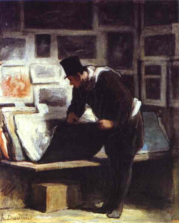 Oil painting:The Etching Amateur. c. 1860