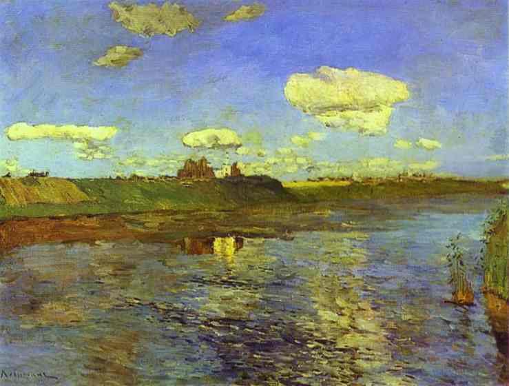 Oil painting:The Lake. Study. 1898