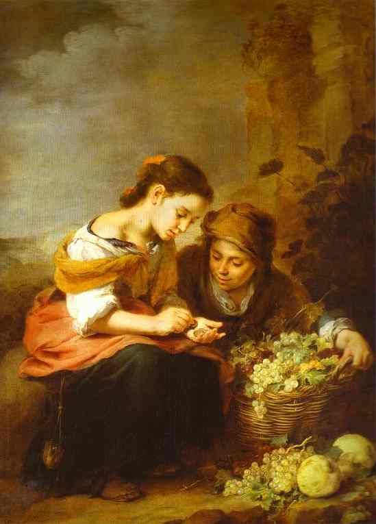 Oil painting:The Little Fruit Seller. c.1670