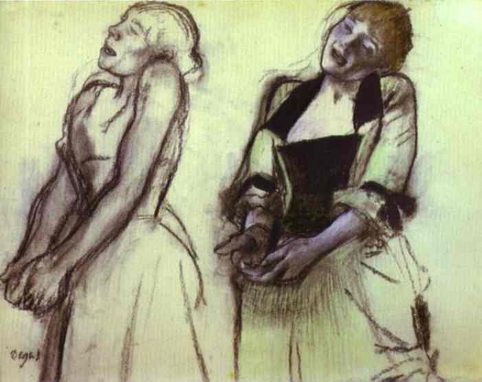 Oil painting:Two Studies of Cafe Concert Singers. 1878