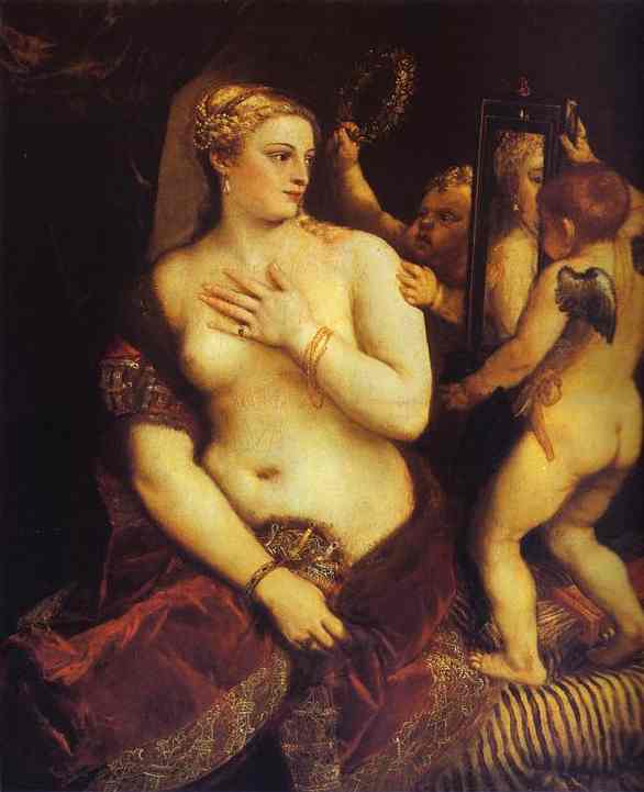 Oil painting:Venus with a Mirror. c.1555