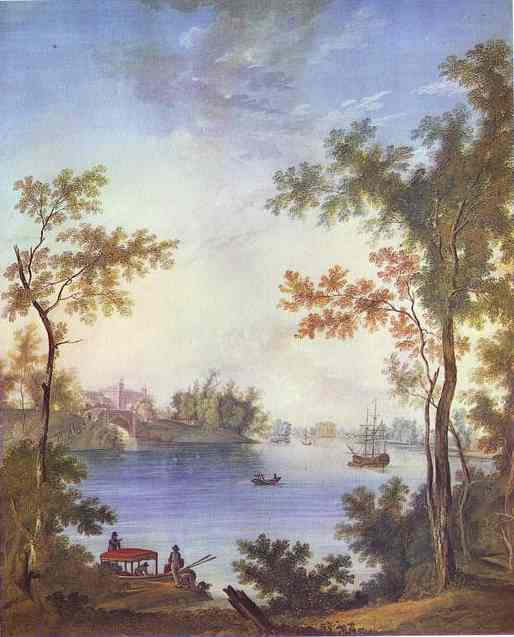 Oil painting:View on the Gatchina Palace from the Silver Lake. 1798