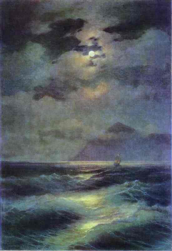 Oil painting:View of the Sea by Moonlight. 1878