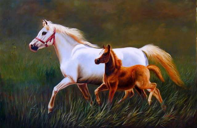 Oil painting for sale:horses-018