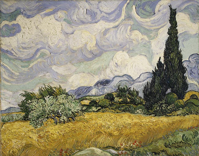 Wheat Field with Cypresses